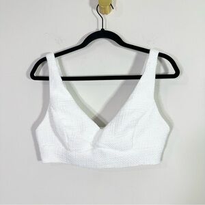 Showpo White Textured V-Neck Crop Top